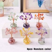 1pc Natural Crystal Mini Glass Wishing Bottle With Lucky Tree Healing Stone, Polished Gemstone Decor, Birthday Gift, Positive Energy & Good Wishes, Christmas Gift, Spring Garden Decor - Small Flowering Tree In a Fish Tank - View 26