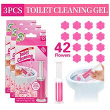 42 Count Fresh Flower Gel Stamp Toilet Cleaner, Air Freshener, Fresh Bathroom Toilet Cleaning Gel Stamp, Helps Keep Toilet Clean, Prevents Scale And Toilet Ring, 6 Fragrance Options, Includes 1 Dispenser And 4 Gels - Floral - 查看 6