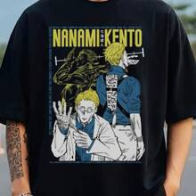 Fashion Japanese Graphic Top Tees, Black History Month, Men's Summer Clothes, Sweats, Nanami Kento Shirt, Sweatshirt, Hoodie, JJK Unisex Tee, Youth Toddler Anime Lovers Gift, Y2K Streetwear Japanese Y2k Clothes, Graphic Tees Men, Sweat-Resistant, Sizes S-XXXL, Comfortable Fabric, Unique Designs For Fashion Lovers, Streetwear Style Cotton Top Perfect Holiday Gift For Men And Women, Round Neck Top Gift For Fans, Girlfriend, Boyfriend, Husband, Women, Christian, Valentine's Day - 黑色 - 查看 8
