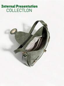 Retro Underarm Bag With Two Shoulder Straps, Fashionable Colorblock Small Square, Suitable For Office Workers, White-Collar Workers, Commuting And Outings, Niche Design, Steampunk, Gothic, Y2K Shoulder Bag For Women, Cool Girls Street Wear, Perfect For Music Festival, Rock Style Bag For Women,Summer,Beach Bag,Beach,Crossbody Bags For Women,Valentines Gifts,Purse,Spring To Summer,Tote Bags For Women,Brides Maid Proposal Gifts - 綠色 - 查看 7