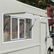 SanBouSi Food Truck Service Window, Aluminum Alloy Concession Window With 4 Horizontal Sliding Screen Windows, Wall Mounted Metal Concession Stand Windows - White - View 10