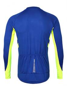 Men's Spring/Autumn Outdoor Cycling Jacket, Stand Collar, Contrast Color, Reflective Stripes, 4 Pockets On Back, Sports Windbreaker - View 3