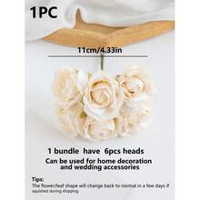 1/3/300 Buquês (6 Flores/Buquê) Buquê de Rosas Artificiais de 11 cm, Materiais DIY para Coroa de Letra Miniatura, Acessórios para Caixa de Doces, Decoração de Casamento Doméstico, Corsage de Pulso da Noiva, Enfeite de Cabeça, Decoração de Ano Novo, Suprimentos para Bolo de Festa de Aniversário, Adereços de Fotografia, Plantas Artificiais para Exteriores, Decoração Doméstica de Primavera, Plantas Falsas - Branco leitoso - Visão 3