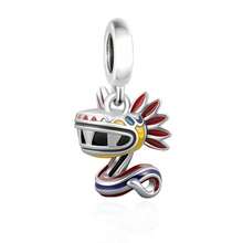 1 件极简主义 925 纯银墨西哥羽蛇形吊坠珠 DIY 纪念品男女通用生日礼物 - 銀色 - 查看 1