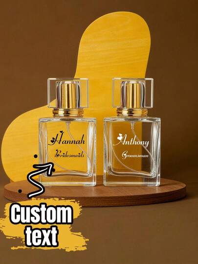 1pc Custom Name Travel Perfume Bottle Refillable, Personalized Clear Glass Atomizer, Customized Refillable Spray Bottle For Men/Women, Customizable Portable Fragrance Fine Mist Spray Bottle, Dispenser, 2 Text Colors:White/Black, 8.7x5.3cm - Capacity:50ml, Travel Fragrance Atomizer, Small Bottles, Suitable For Him/Her, Boyfriend, Girlfriend, Couple, Wife, Husband