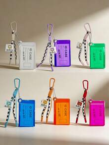 1 pièce Porte-carte PVC transparent de couleur bonbon Y2K - Étui transparent pour pass de bus/repas/accès avec charm de suspension holographique, accessoire de sac en gelée, retour à l'école et streetwear 2025 pour femmes, petit portefeuille, porte-monnaie, porte-cartes, portefeuille mignon, portefeuille vintage - Multicolore - Voir 1