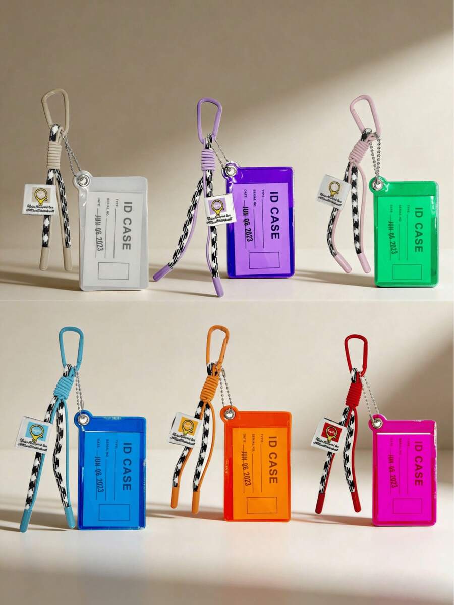 1 pièce Porte-carte PVC transparent de couleur bonbon Y2K - Étui transparent pour pass de bus/repas/accès avec charm de suspension holographique, accessoire de sac en gelée, retour à l'école et streetwear 2025 pour femmes, petit portefeuille, porte-monnaie, porte-cartes, portefeuille mignon, portefeuille vintage - Multicolore - Voir 1