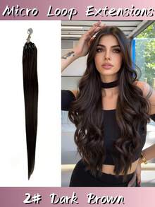 Dark Brown 2# Micro Link Real Human Hair Hair Extensions Nature Black Straight Invisible Micro Beads Thick Micro Ring Hair Extensions (30 Or 50 Strands-Shipped At Random) Micro Loop Hair Extensions For Women Daily Use, Like Wedding,Make Up, Date, Christmas Gifts,Party Wigs,Daily Use, Schools, Birthday Banquets, HalloweenAnd Other Occasions,And Theme Parties And So On - S2 - 查看 1