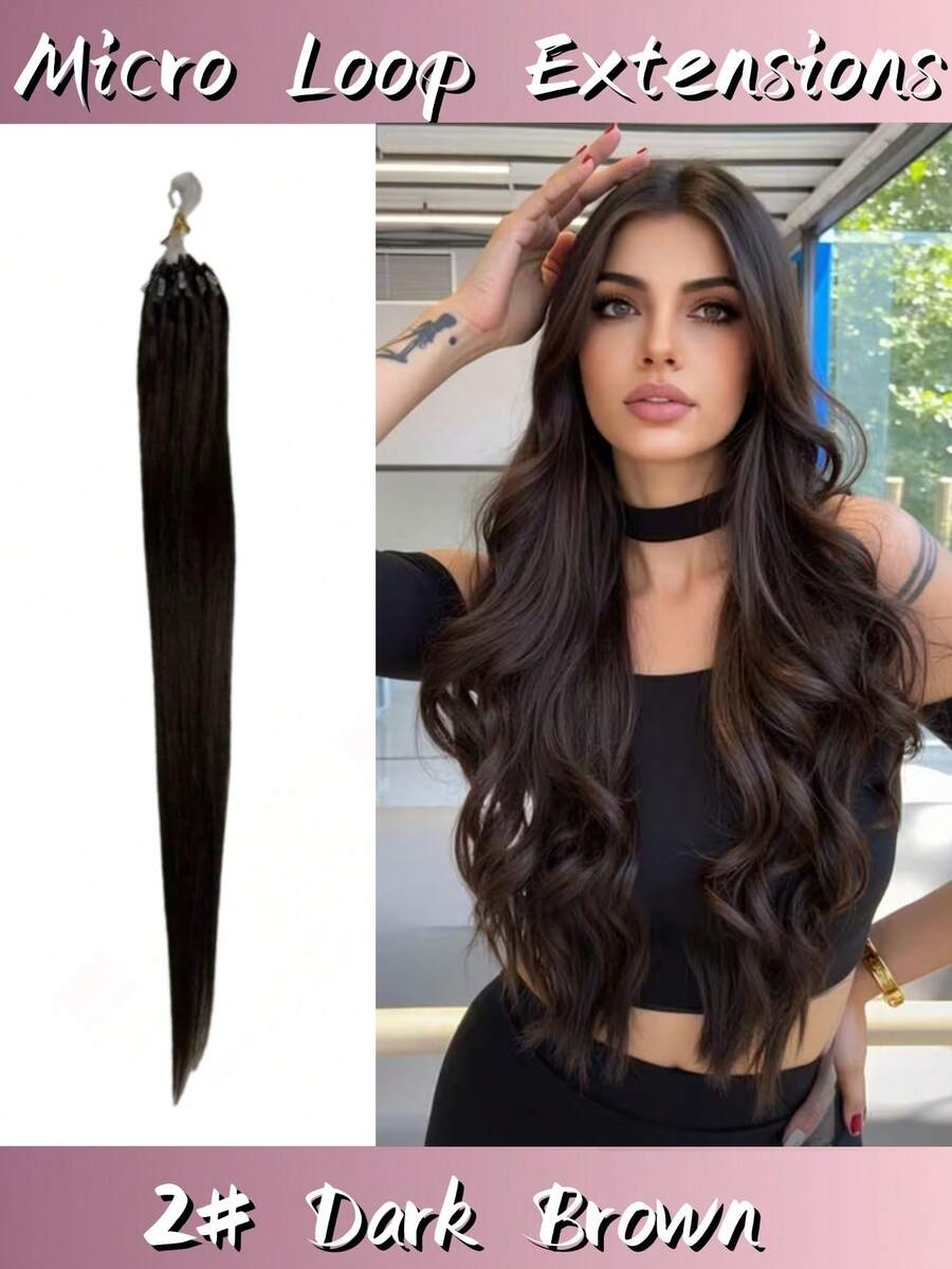 Dark Brown 2# Micro Link Real Human Hair Hair Extensions Nature Black Straight Invisible Micro Beads Thick Micro Ring Hair Extensions (30 Or 50 Strands-Shipped At Random) Micro Loop Hair Extensions For Women Daily Use, Like Wedding,Make Up, Date, Christmas Gifts,Party Wigs,Daily Use, Schools, Birthday Banquets, HalloweenAnd Other Occasions,And Theme Parties And So On - S2 - 查看 1
