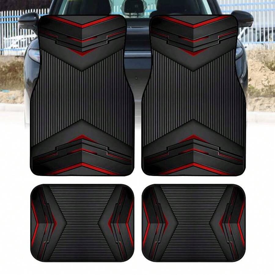 4PCS Cool Printed Car Floor Mats - Durable Polyester Floor Liners, And Practical, Ideal Gift Choice, Long-Lasting, Suitable For Trucks, Sedans, SUVs, And Other Vehicles - 4 cái - Xem 1
