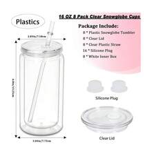 2pcs 16oz Reusable 16oz Acrylic Plastic Clear Tumbler With Lid And Straw, Clear Acrylic PP 16oz Cup With Lid And Straw, For Vinyl UV DTF Packaging - Multicolor - View 2