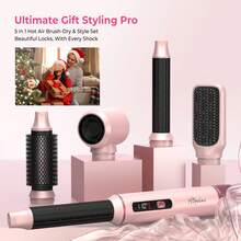 UKLISS 五合一智能热风造型器 - 智能温控吹风梳，打造柔顺亮泽、不毛躁的秀发 - 粉色 - 粉色 - 查看 8