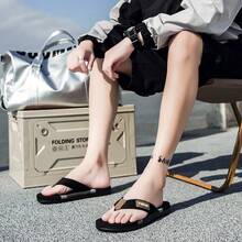 Men's New Summer Outdoor Sandals, Non-Slip Soft Bottom Thick Sole Wear-Resistant Beach Flip Flops - Black - View 5