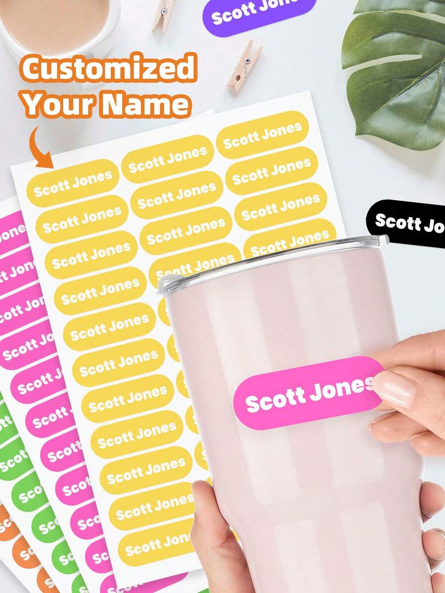1-240pcs Customizable Name Stickers Personalized Waterproof Oil-Resistant Labels Transparent Iridescent Name Tag For School Supplies Lunch Boxes - Multicolor 2 - View 1