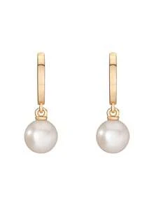 Bông tai ngọc trai vòng tròn mạ vàng 18K cao cấp, tối giản, làm theo yêu cầu, bằng bạc Sterling S925 sang trọng dành cho nữ. - khuyên tai ngọc trai - Xem 5