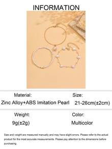 Set de 3 piezas Estilo océano de verano Colgante de tobillera con perlas falsas, pequeños peces de metal y conchas marinas, Joyería de cadena hecha a mano con perlas falsas y conchas, Adecuado para uso diario y viajes a la playa - Multicolor - Ver 5