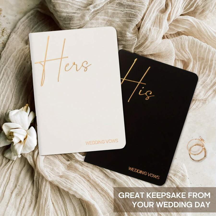 Two Couple's Oath Books, Gold Stamping Text Wedding Oath Book, Essential Wedding Supplies ECVD - Đất nung và màu be - Xem 1
