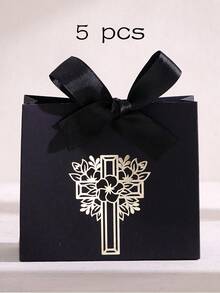 5pcs Christian Easter Gift Boxes With Gold Cross & Floral Patterns, Tied With Ribbons And Wrapped In Religious Themes, Suitable For Easter, First Communion, Baptism And Wedding Favors - Multicolor - View 13