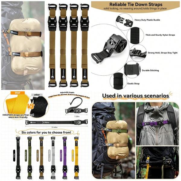 Juego de 4 correas y hebillas tácticas para mochila con sistema Molle – Paquete ajustable de 19.5 pulgadas, accesorios de correa