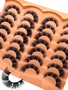 14 Pairs Luxury 3D Faux Mink Lashes - Thick, Fluffy, Elegant D-Curl False Eyelashes, Natural Look, Fluffy Cat Eye Lashes, Suitable For Bold Eye Makeup, Reusable, Ideal For Beginners, Suitable For All Occasions - Natural Lashes - View 7