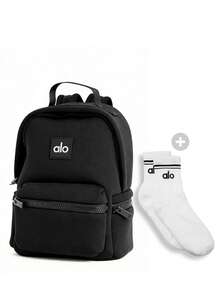 Alo Women Backpack & Sports Socks Casual Lightweight Breathable Storage Gym Commuting Travel Daily For Women White - 黑白 - 查看 2