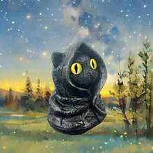 2026新款神秘兜帽猫摆件，哥特式黑猫雕像 - 生日、节日、情人节、收藏、复活节的完美礼物 - 彩色 - 查看 5