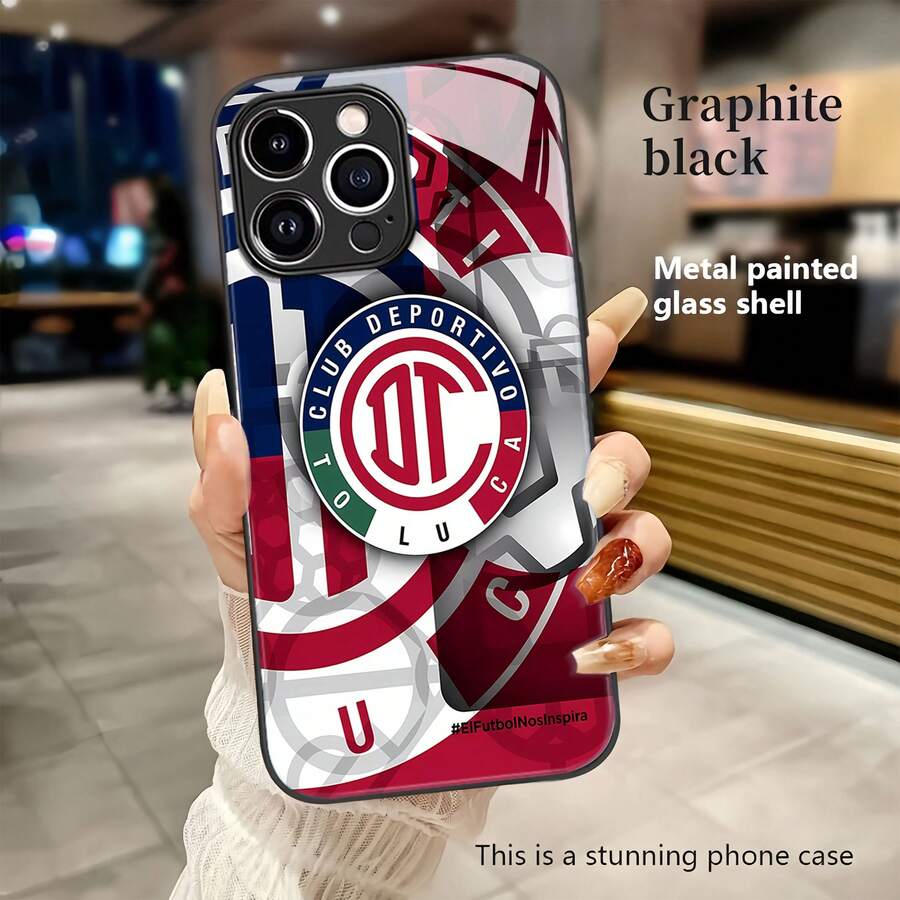 Funda para teléfono con el logotipo del Club Deportivo Toluca compatible con fundas para teléfonos 17 16 Pro Max 15 Pro Max 13 y 12 Elegante, resistente al agua, a los golpes y a las caídas Un gran regalo para familiares, amigos, amantes, novios/novias y fanáticos de los deportes - Negro - Ver 1