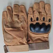 Guantes tácticos sin dedos para hombres - Goma suave, diseño antideslizante adecuado para ciclismo, gimnasio, camping, caza, tiro - Marrón - Ver 11