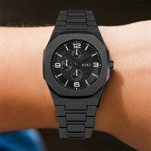 Đồng hồ thạch anh unisex, dây đeo silicon đen, kiểu dáng thể thao năng động, mặt tròn thiết kế sáng tạo, phù hợp cho cả nam và nữ. Đây là lựa chọn lý tưởng để đeo hàng ngày, làm quà tặng sinh nhật, dự tiệc và lễ hội, cũng là món quà hoàn hảo cho bạn bè và gia đình hoặc tự thưởng cho bản thân. (Không bao gồm hộp đựng) - màu đen - Xem 5
