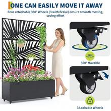 Metal Planter Box With Trellis And Wheels, 71"X47"X16" Raised Garden Bed For Climbing Plants, Vegetables, Vines, Privacy Planters For Patio With Drainage Holes, 15.7" Deep Planting Bed - Lá cọ - Xem 10