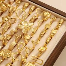 Juego de 15 anillos apilables de tono dorado, anillos de diseño minimalista retorcido, juego de joyas de anillos elegantes para el pulgar como regalo de moda para mujeres - Juego aleatorio de 15 piezas - Ver 4