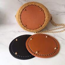 2pcs DIY Handmade Weaving Bag Accessories - Round Bottom And Edge Wrap, Solid Color Faux Leather For Wallet And Handbag Making, DIY Wallet Crafting - Multicolor - View 2