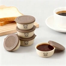 2/6 Pcs Cute Cartoon Pattern Plastic Sauce Cup With Lid, Portable Sealed Seasoning Dish, Condiment Container, Salad Tomato Mustard Sauce Storage Container, Reusable Sauce Dish, Suitable For Student And Adult Use In Home, School, Dorm, Office, Outdoor Camping, Picnic,Travel - Multicolor - View 8