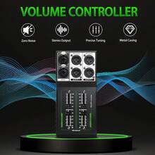 Passive Stereo Monitor Volume Controller, XLR 2 Input 2 Output Stereo Studio Controller, Plug And Play No Loss Volume Adjustment Controller For Studio Home Audio System - Black - View 5