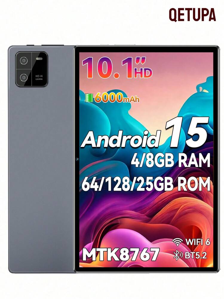 Qetupa Android 14 タブレット、10.1インチ画面、MTK 6737