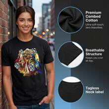 Monster Strike  Womens Summer Tops Short Sleeve - Cute Crew Neck Tunic Blouse, Fashion Casual Shirts For Women - màu đen - Xem 3
