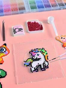 Fuse Beads Kit For Beginners - 3D Pixel Art Pendant & Jewelry Making Supplies With Chains, Creative Gift Idea (Iron Not Included) - Multicolor - View 5