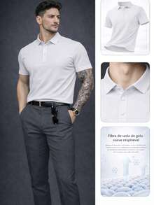 Men's Polo Shirt In Comfortable Cool Silk - Blanco - Ver 3
