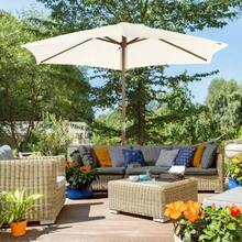 White Garden Parasol, 2.5m Diameter, 3 Tiers, Made Of Bamboo And Polyester, Ideal For The Garden And Terrace. Optimal Sun Protection. - B - View 2