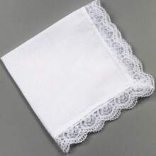 2/4/6 piezas Pañuelos con borde de encaje blanco, pañuelos cuadrados decorativos para damas - Multicolor - Ver 9