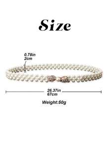Women's Rhinestone Pearl Waist Chain Flower Buckle Belt Elegant Dress Decoration For Wedding And Party - C - 查看 7