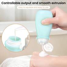 Set de 3 botellas de viaje de 90ml, contenedores de viaje rellenables a prueba de fugas de silicona aptos para champú líquido, jabón y cosméticos - A - Ver 4