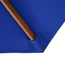 300cm Cantilever Parasol In Wood For Balcony, Garden, Bamboo, Blue - Blue - View 7