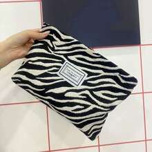 1个休闲百搭黑白豹纹化妆包，帆布袋，洗漱包，女士手提包，大容量 - 彩色 - 查看 5