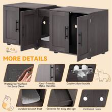 MUEBLE PARA ARENA DE GATO - Gabinete de Madera 140 cm para 2 Gatos, Mueble Decorativo para Sala que Oculta la Bandera Sanitaria - Negro - Ver 3