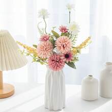 1/50 piezas Bolas de crisantemo artificial, ramo de flores de seda, plantas falsas para decoración de boda primaveral, hogar, comedor, dormitorio, Día de la Madre, San Valentín, fiestas, cumpleaños, jardín exterior - Rosa - Ver 6