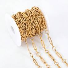 1m Stainless Steel Jewelry Making Chain, Hollow Rectangular Design With Round Spacers, Suitable For DIY Necklace, Bracelet And Other Accessories - Stainless Steel Chain - View 5