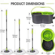 Spin Mop Bucket System Pedal Spin Mop And Bucket With Wringer Set,EasyWring Microfiber Mop With 3 Mop Pads,360°Spinning Floor Cleaning System - Home & Office Suitable - A - Xem 2