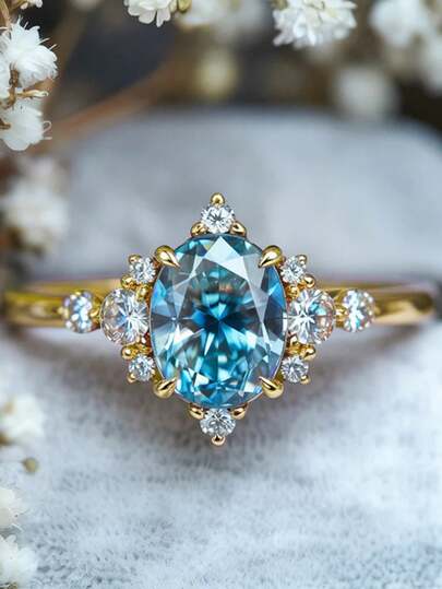 1 pieza Anillo con Charm de Circonita Cúbica para Mujer, Regalo del Día de San Valentín, Joyería para Boda y Aniversario