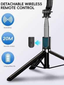 1.7m Bluetooth Remote Control Selfie Stick With Phone Holder, LED Light Design. Portable Tripod Handheld/Tabletop Selfie Stick, 360° Rotation, Anti-Shake, Foldable. - one-size - View 9